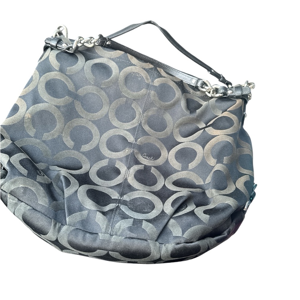 Coach Black and Gray Patterned Hobo Bag